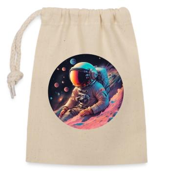 Astronaute dans le cosmos néon - Sac cadeau en coton avec cordon (14 x 20 cm) - nature - Devant