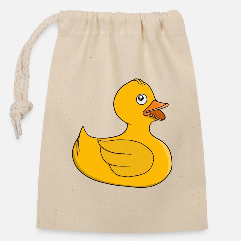 Sunny Rubber Duck - Closable cotton gift bag (14x20cm) - nature