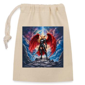 Winged Warrior in Red Armor - Closable cotton gift bag (14x20cm) - nature - Front