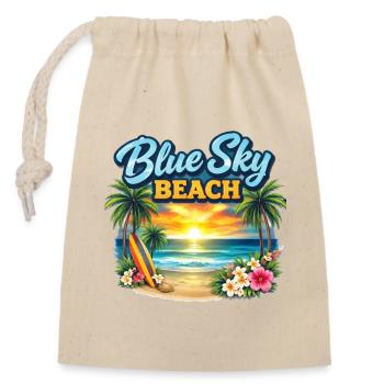 Blue Sky Beach Sonnenuntergang - Verschließbarer Geschenkbeutel aus Baumwolle (14x20cm) - Natur - Vorne