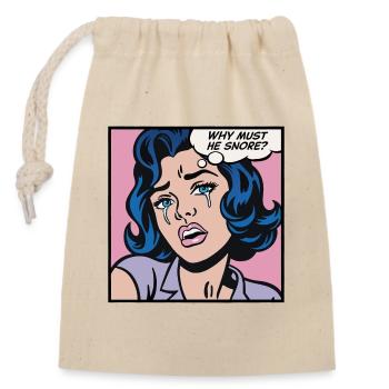 Pourquoi doit-il ronfler ? - Sac cadeau en coton avec cordon (14 x 20 cm) - nature - Devant