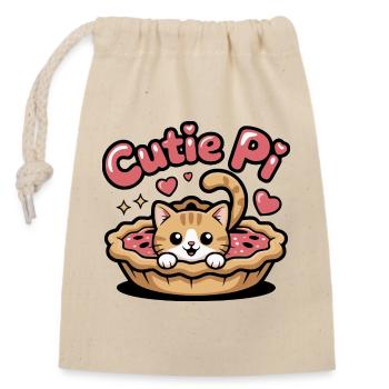 Cutie Pi Cat - Sac cadeau en coton avec cordon (14 x 20 cm) - nature - Devant