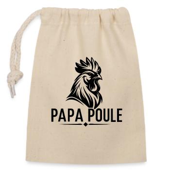 Papa Poule – Papa Protecteur - Sac cadeau en coton avec cordon (14 x 20 cm) - nature - Devant