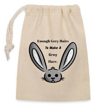 Grauer Hase/Haare - Verschließbarer Geschenkbeutel aus Baumwolle (14x20cm) - Natur - Vorne
