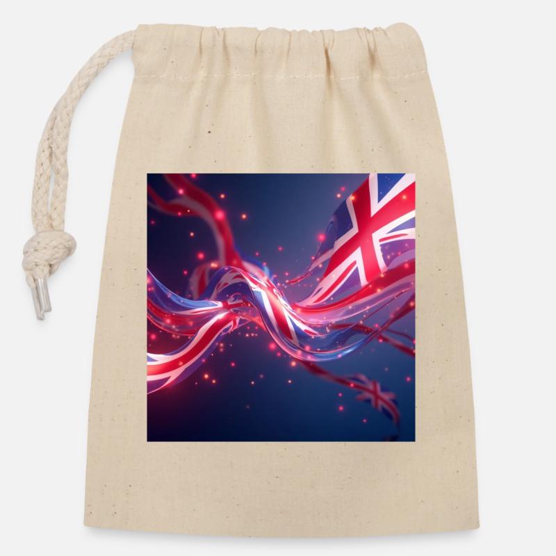drapeaux_GB2 - Closable cotton gift bag (14x20cm) - nature