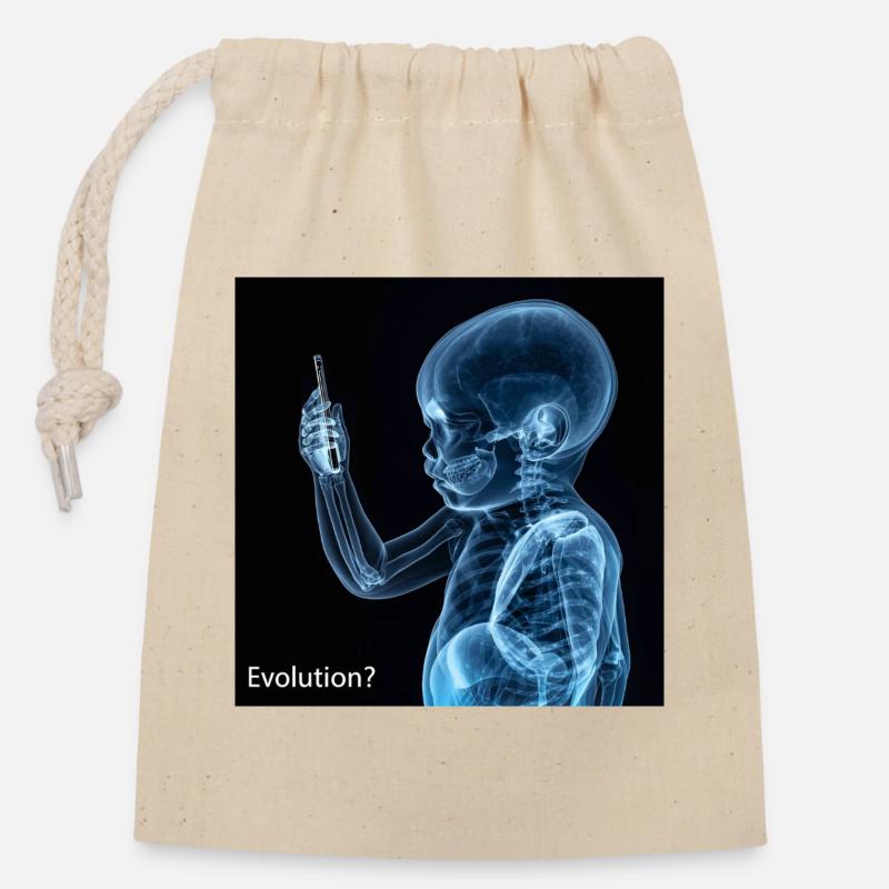 Évolution du smartphone - Sac cadeau en coton avec cordon (14 x 20 cm) - nature