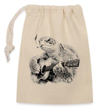 Turtle Blues Gitarrist - Verschließbarer Geschenkbeutel aus Baumwolle (14x20cm) - Natur - Vorne