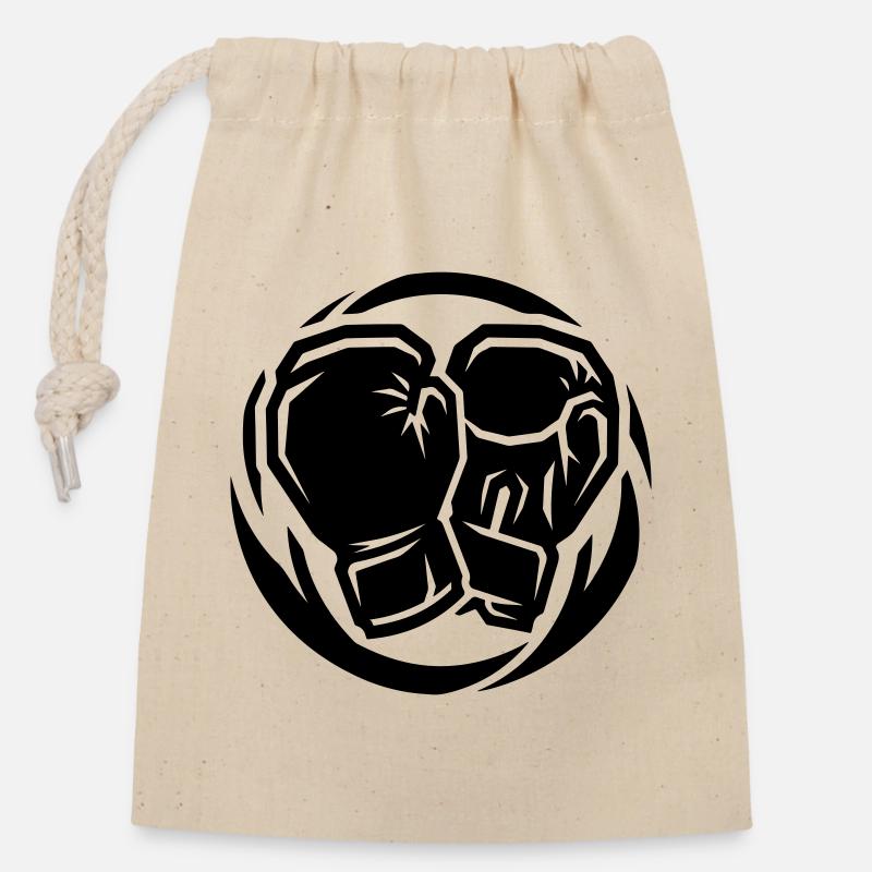 Icône des gants de boxe - Sac cadeau en coton avec cordon (14 x 20 cm) - nature