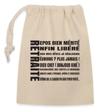 RETREAT (black text) - Closable cotton gift bag (14x20cm) - nature - Front