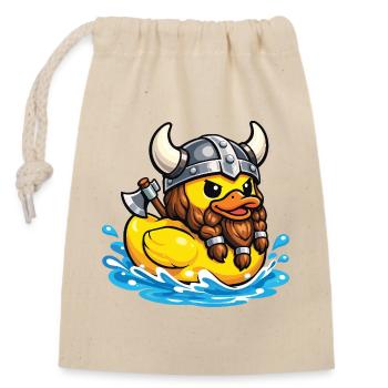 Rubber Duck Viking Duck Lover Norse Duckie - Closable cotton gift bag (14x20cm) - nature - Front