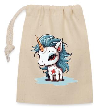 Blue Mane Unicorn with Star - Closable cotton gift bag (14x20cm) - nature - Front