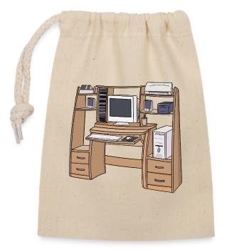 Retro Computer Desk Setup 90s 2000s Nostalgic - Closable cotton gift bag (14x20cm) - nature - Front