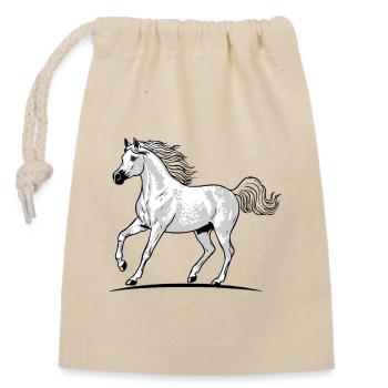 White Arabian Horse Dappled Trotting Equestrian Elegance - Closable cotton gift bag (14x20cm) - nature - Front