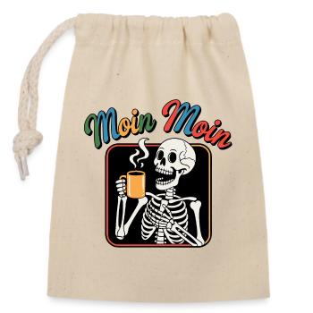 Café Squelette Moin Moin - Sac cadeau en coton avec cordon (14 x 20 cm) - nature - Devant