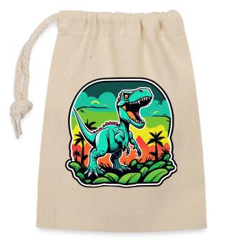 T-Rex Tropical Néon - Sac cadeau en coton avec cordon (14 x 20 cm) - nature - Devant