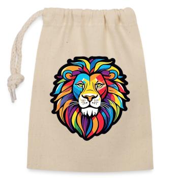 Lion éclatant arc-en-ciel - Sac cadeau en coton avec cordon (14 x 20 cm) - nature - Devant
