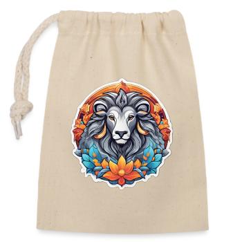 Colorful floral lion graphic print - Closable cotton gift bag (14x20cm) - nature - Front