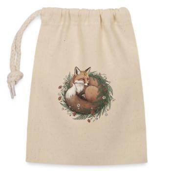 Schlafender Fuchs Kranz Süß - Verschließbarer Geschenkbeutel aus Baumwolle (14x20cm) - Natur - Vorne