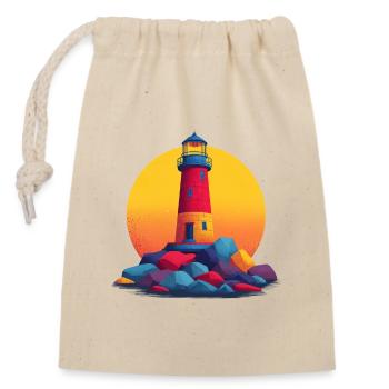 lighthouse - Closable cotton gift bag (14x20cm) - nature - Front