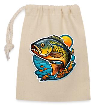 Blazing Koi on Wave and Sun - Closable cotton gift bag (14x20cm) - nature - Front