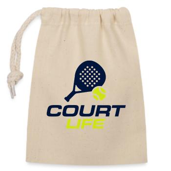 Court Life Padelspieler-Sportshirt - Verschließbarer Geschenkbeutel aus Baumwolle (14x20cm) - Natur - Vorne