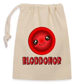 Blood donor - Closable cotton gift bag (14x20cm) - nature - Front
