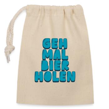 Geh mal Bier holen - Verschließbarer Geschenkbeutel aus Baumwolle (14x20cm) - Natur - Vorne