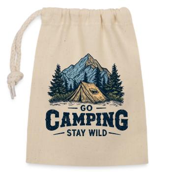 Camping Abenteuer Spruch Go Camping Stay Wild Camp - Verschließbarer Geschenkbeutel aus Baumwolle (14x20cm) - Natur - Vorne