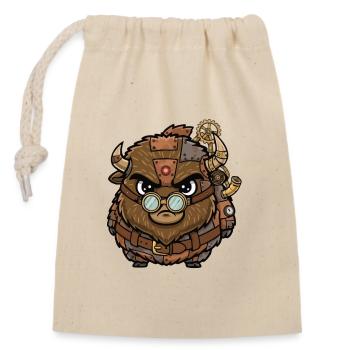 Bison Steampunk Cyborg Armor Gears - Closable cotton gift bag (14x20cm) - nature - Front