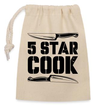 5_star_cook - Sac cadeau en coton avec cordon (14 x 20 cm) - nature - Devant