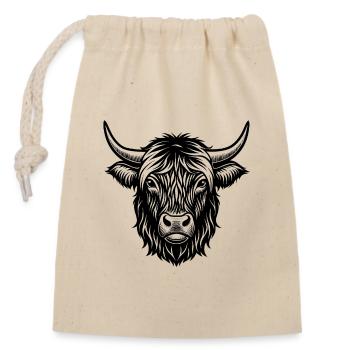 Highland Cow - Verschließbarer Geschenkbeutel aus Baumwolle (14x20cm) - Natur - Vorne