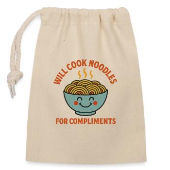 Will Cook Noodles For Compliments – Nudel Liebhabe - Closable cotton gift bag (14x20cm) - nature - Front