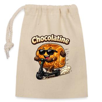 Chocolatine scooters - Closable cotton gift bag (14x20cm) - nature - Front