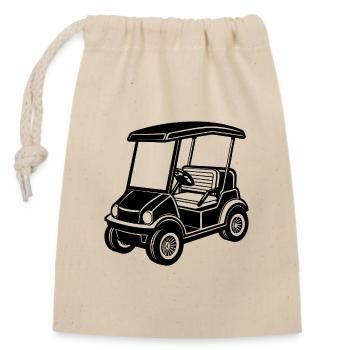 Golfwagen - Verschließbarer Geschenkbeutel aus Baumwolle (14x20cm) - Natur - Vorne