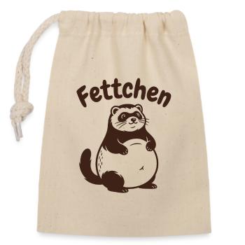 Frettchen - Fettchen mit dicken Bauch - Verschließbarer Geschenkbeutel aus Baumwolle (14x20cm) - Natur - Vorne