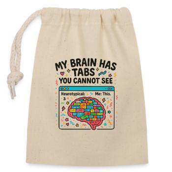 Colorful brain with hidden tabs - Closable cotton gift bag (14x20cm) - nature - Front