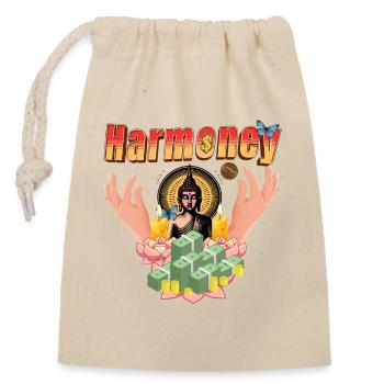 Harmoney Buddha Luck – Peace & Love-Reihe - Verschließbarer Geschenkbeutel aus Baumwolle (14x20cm) - Natur - Vorne