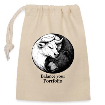 Bourse Yin Yang : Bull & Bear Équilibrez votre portefeuille - Sac cadeau en coton avec cordon (14 x 20 cm) - nature - Devant