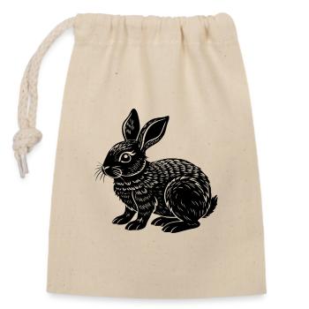 Petit lapin mignon - Sac cadeau en coton avec cordon (14 x 20 cm) - nature - Devant