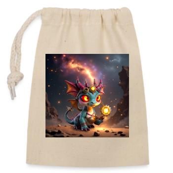 Dragon Steampunk Lumineux avec des Engrenages - Sac cadeau en coton avec cordon (14 x 20 cm) - nature - Devant