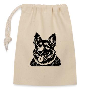 German Shepherd - Closable cotton gift bag (14x20cm) - nature - Front
