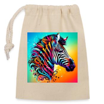 zèbre - Sac cadeau en coton avec cordon (14 x 20 cm) - nature - Devant
