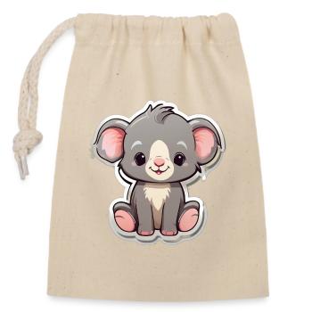 Pastell-Cuddly Koala - Verschließbarer Geschenkbeutel aus Baumwolle (14x20cm) - Natur - Vorne