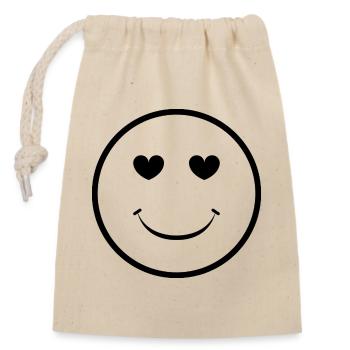 Heart Eye Smile Face - Closable cotton gift bag (14x20cm) - nature - Front