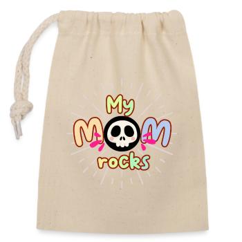 Mom Rocks Vector - Closable cotton gift bag (14x20cm) - nature - Front