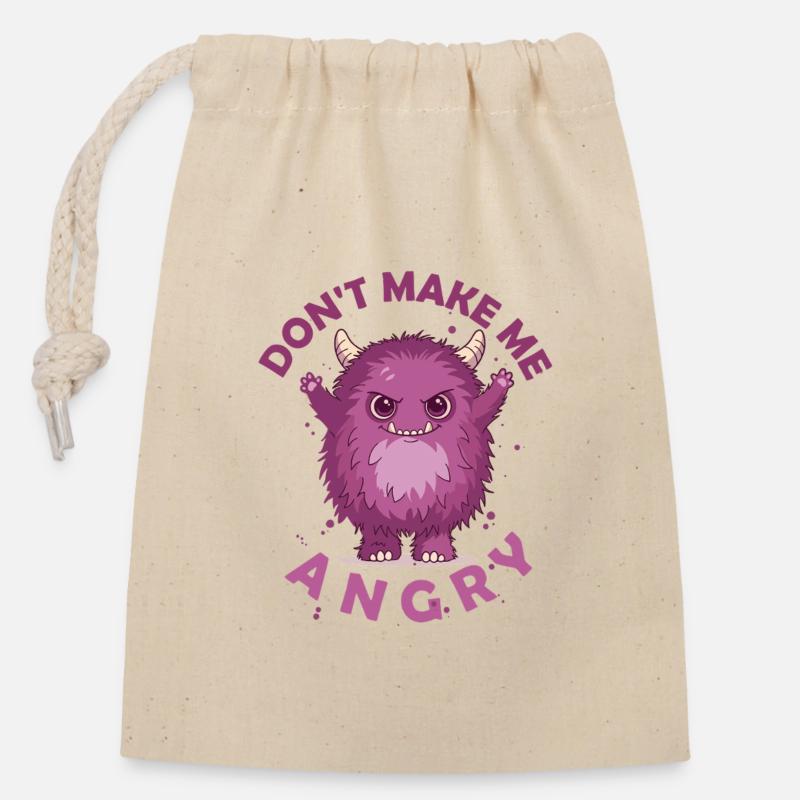 Petit Monstre - Sac cadeau en coton avec cordon (14 x 20 cm) - nature
