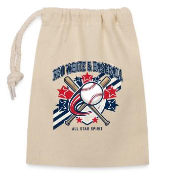 Red White Baseball All Star Spirit - Closable cotton gift bag (14x20cm) - nature - Front