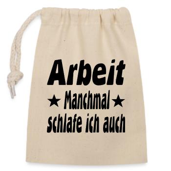 Arbeit - Verschließbarer Geschenkbeutel aus Baumwolle (14x20cm) - Natur - Vorne