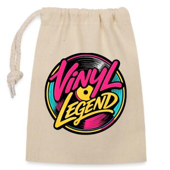 Vinyl Legend: Plattenkult Design - Verschließbarer Geschenkbeutel aus Baumwolle (14x20cm) - Natur - Vorne