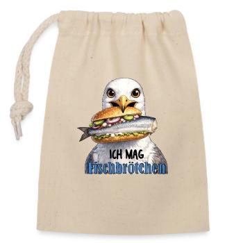Fischbrötchen Möwe Humor - Verschließbarer Geschenkbeutel aus Baumwolle (14x20cm) - Natur - Vorne